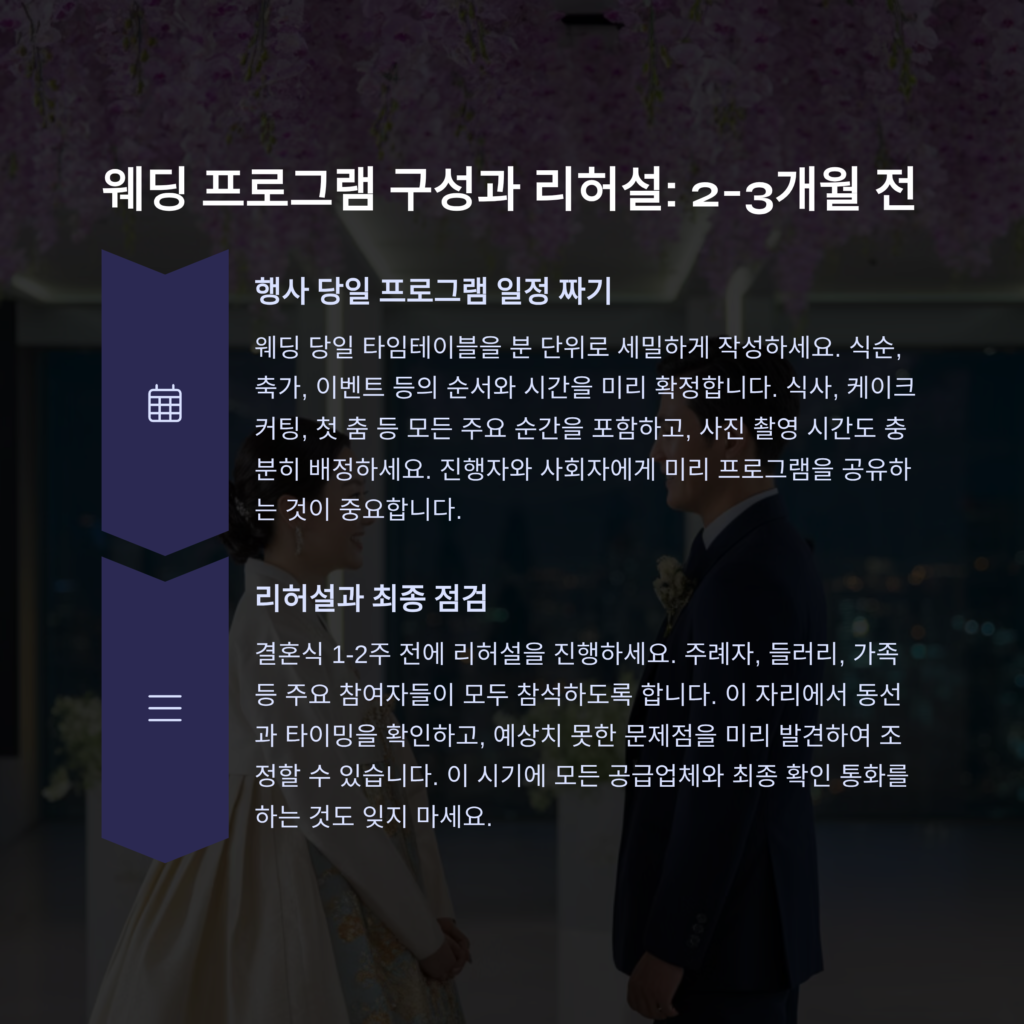 a wedding event schedule