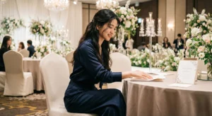 전국웨딩박람회 일정표를 보며 상담 예약을 정리하는 예비신부