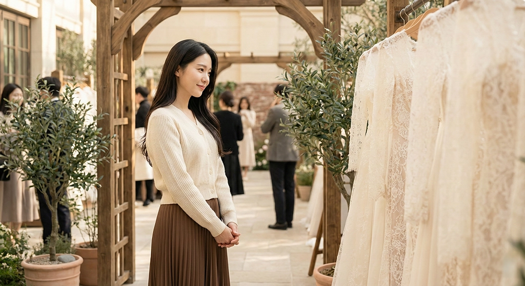 서울경기웨딩박람회 드레스 부스에서 상담을 기다리는 예비신부