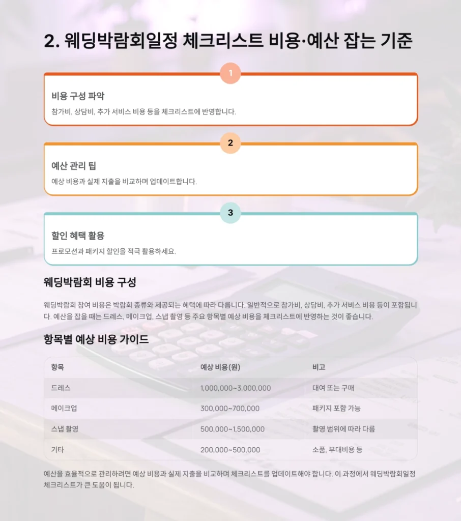 웨딩박람회일정 체크리스트